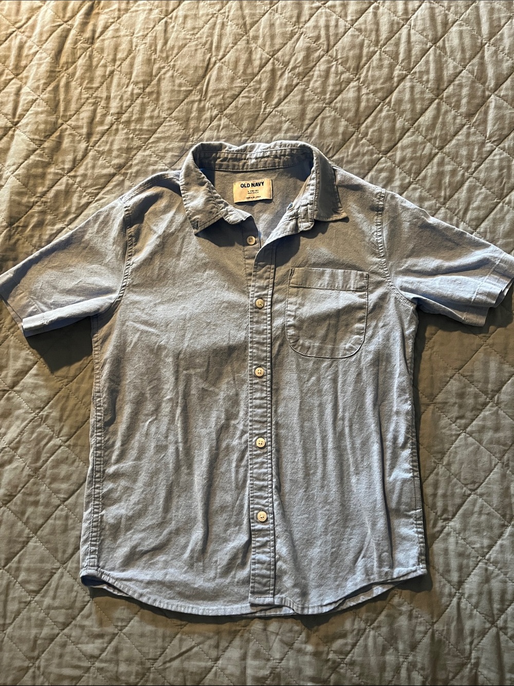 Boys Old Navy Casual Blue Button Down Size L (10-12)